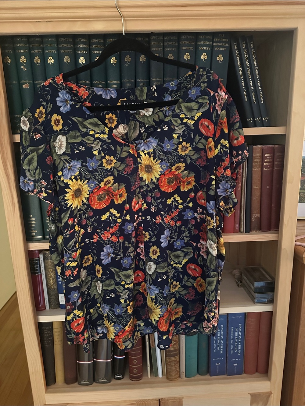Floral Navy Short-Sleeve Women's Top
